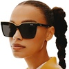 image:imageQUAY Level Up Sunglasses Oversized Womens Square Sunglasses with UV Protected Lenses Statement Designer ShadesMilky TortoiseBlack