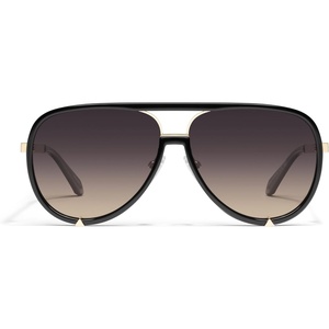 image:imageQUAY  Womens Aviator Sunglasses Oversized Shades with UV Protected Lenses High ProfileBlack GoldSmoke Taupe Polarized