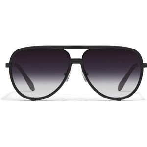 image:imageQUAY  Womens Aviator Sunglasses Oversized Shades with UV Protected Lenses High ProfileMatte BlackBlack Fade